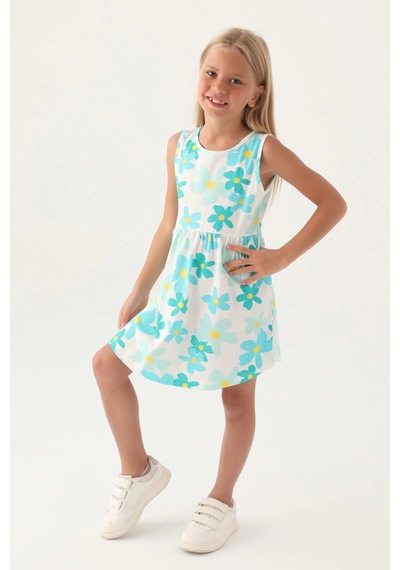 Roly Poly 3393-3 Kız Çocuk Çiçekli Elbise 001