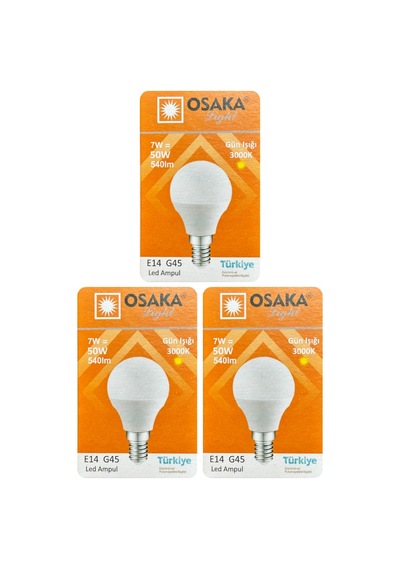 3 Adet Osaka 7w 50w Sarı Işık E14 Duylu İnce Duy Led Mini Ampul