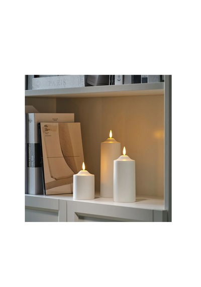 Ikea Smålom Led'li Blok Mum, Beyaz, 9 Cm, Pilli