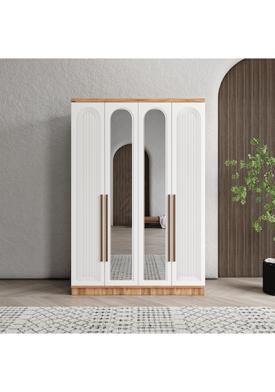 Rosa 4 Kapaklı Aynalı Komple Mdf Gardırop - Elbise Dolabı