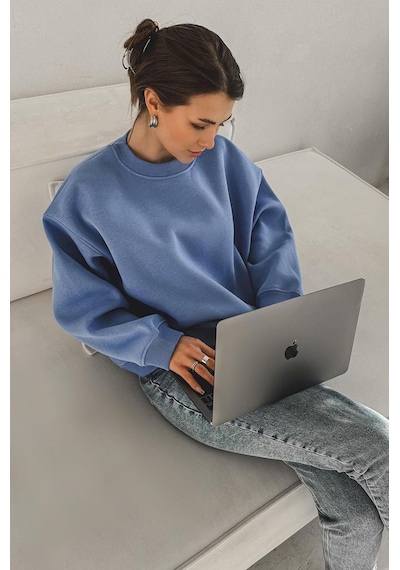 Mavi Bisiklet Yaka Basic Sweatshirt Mg1559 Mavi