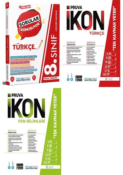 Pruva Akademi 8. Sınıf Türkçe + Fen Bilimleri Soru + Defter Seti 4 Kitap 2023
