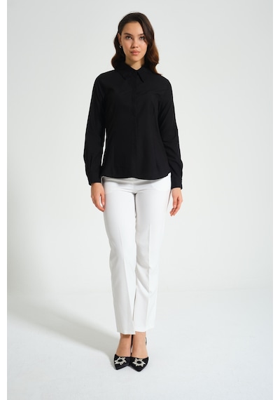 Mizalle Basic Poplin Siyah Gömlek Siyah