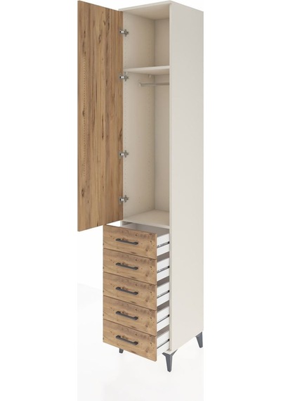 Hyperion Dolap 2 Raflı 5 Çekmeceli Tek Askılı 44x44x243 Aytaşı-çam Aytası