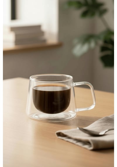 120 Ml Çift Cidarlı Cam Kahve Espresso Bardağı Mıt1282 Şeffaf