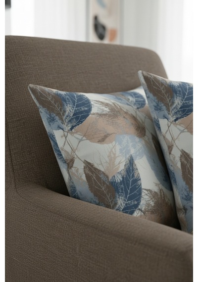 Chevron Bohem Dekoratif Punch Yastık Kırlent Kılıfı 2 Adet 45x45 Sonbahar Rüyası Mavi 45 x 45