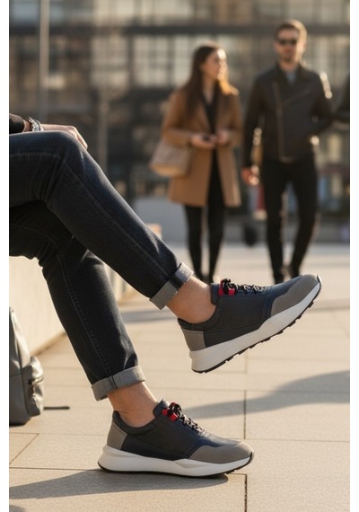 Enoch Erkek Sneaker - Karma Materyal Dokulu Esnek Tabanlı Şehir Ayakkabısı Ve Dinamik Tasarım Bağcıklı Yürüyüş Ayakkabısı Lacivert Enoch Erkek Sneaker - Karma Materyal Dokulu Esnek Tabanlı Şehir Ayakkabısı Ve Dinamik Tasarım Bağcıklı Yürüyüş Ayakkabısı Lacivert