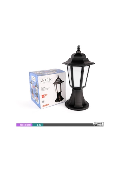 ACK Perge Bahçe Aydınlatması E27 Set Üstü Dekoratif Armatür 42cm Siyah