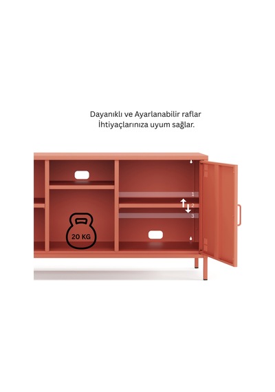 Tv Ünitesi, Tv Dolabı,2 Kapaklı, Açık Raflı 130,50 X 40 X 64,50 Cm Ral 3022 Somon Tv Ünitesi, Tv Dolabı,2 Kapaklı, Açık Raflı 130,50 X 40 X 64,50 Cm Ral 3022 Somon