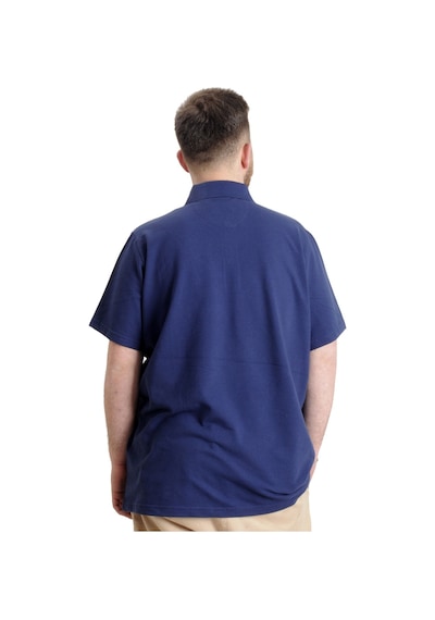 Mode Xl Büyük Beden Erkek T-Shirt Polo Parçalı Summer 23331 Indigo 001