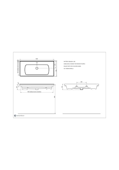 Seramiksan Saturn A142031K Etajer Uyumlu Lavabo Mat Antrasit 100 x 45 CM
