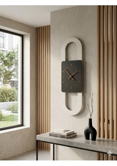 Berlin Ahşap Salon Duvar Saati Pilli Ledsiz Quartz Ultra Sessiz Mekanizma 26 Cm X 85 Cm Antrasit
