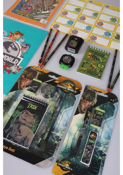 X Dekomus Lisanslı Jurassic World 27 Parça Kırtasiye Seti Çıkartmalı Boyama Kitabı,kurşun Kalem,silgi,uçlu Kalem Ve Uç Seti Diğer
