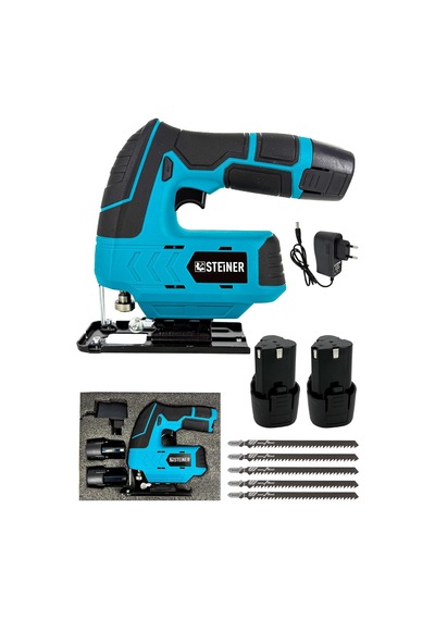 Alman 12 V 3.0 Ah Li-ion Çift Akülü Şarjlı Dekupaj Testere Mavi