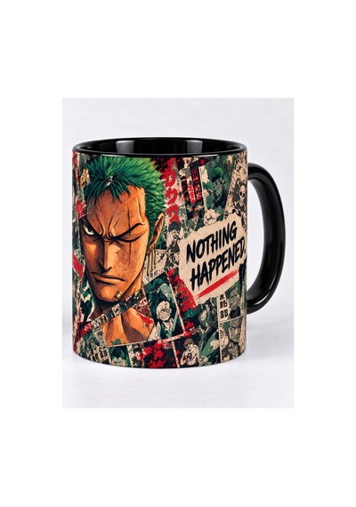 One Piece Zoro 360 Baskılı Porselen Anime Hediye Kupa Bardak Siyah