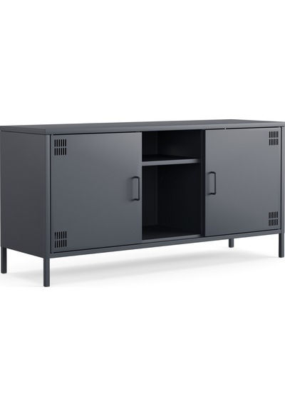 Pera Tv Ünitesi, Tv Dolabı,2 Kapaklı, Açık Raflı 130,50 X 40 X 64,50 Cm Ral 7016 Antrasit Pera Tv Ünitesi, Tv Dolabı,2 Kapaklı, Açık Raflı 130,50 X 40 X 64,50 Cm Ral 7016 Antrasit