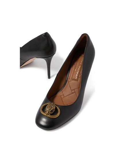 Kurt Geiger Chelsea Round Toe 85 Deri Lüks Tasarım Kadın Stiletto Topuklu Ayakkabı Siyah 40,5