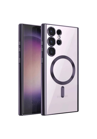 Samsung Uyumlu Galaxy S24 Ultra Uyumlu Kılıf Kross Magneticsafe Kapak - Mor