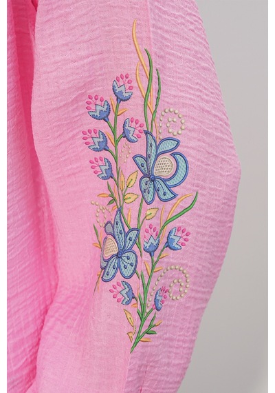 Bigdart Kadın Nakışlı Oversize Bluz 1000 - Pembe