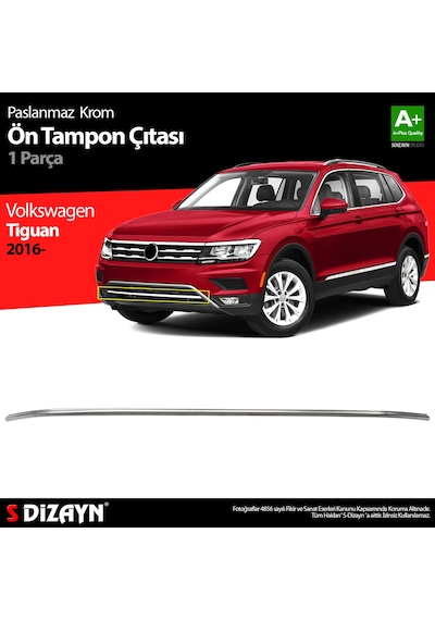 S-Dizayn Vw Tiguan Krom Ön Tampon Çıtası 2016-2020