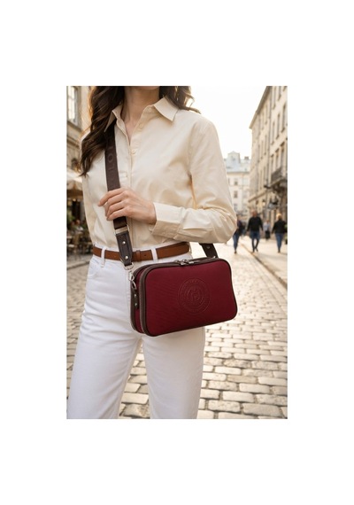 Just Polo Kadın Bordo-kahve 5 Bölmeli Omuz Ve Çapraz Askılı Çantası-bd6000