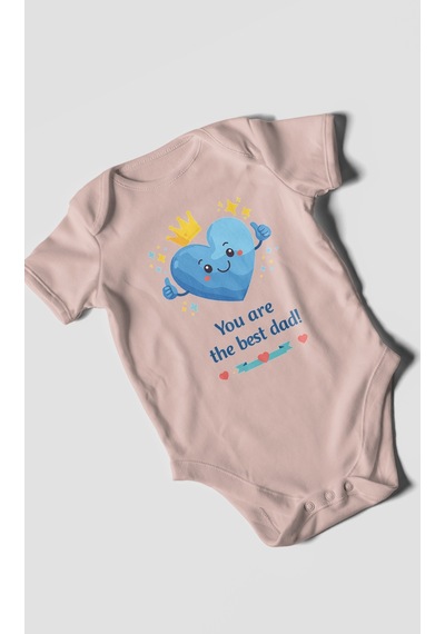 Morivokids You Are The Best Dad Kısa Kollu Bebek Body %100 Pamuk Pastel Pembe