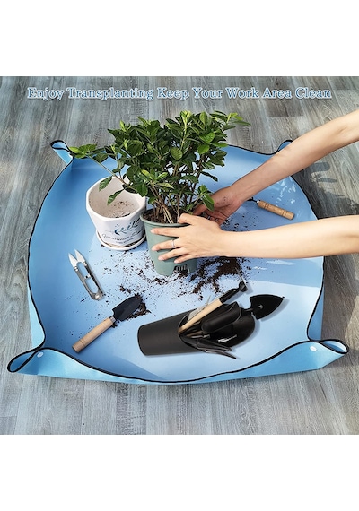 Çiçek saksı toprağı toprak  aktarımı için su geçirmez ped 50x50cm