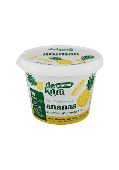Dokuru Ananas Kuru Meyve Cipsi - Dondurularak Kurutulmuş Freeze Dried Çıtır Ananas 15 G