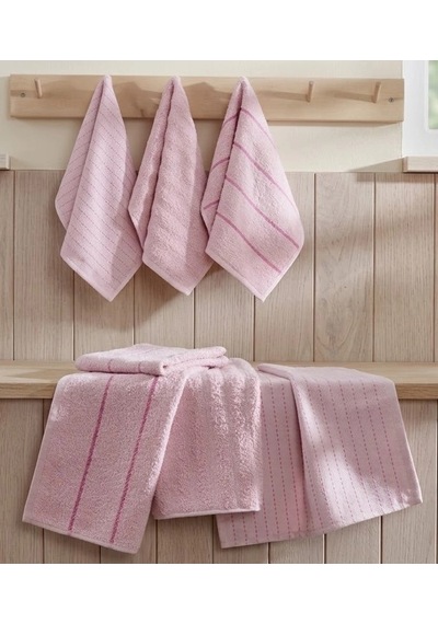Biçomi 6'lı Ultra Emici %100 Pamuklu Pudra Mutfak & El Havlu Seti 30x50 Cm Pembe