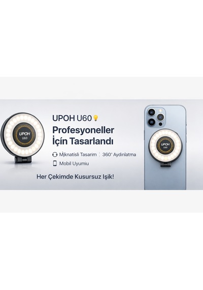 Upoh U60 Magsafe Uyumlu Led Ring Light Ayarlanabilir Işık, Manyetik Telefon Işığı