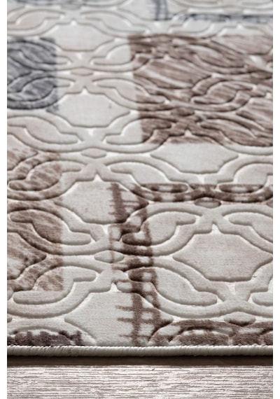 Raschel Carpet Mavi-kahve Emboss Çökme Kare Desenli Kalın Yumuşak Kaymaz Özel Taban Halı Yolluk