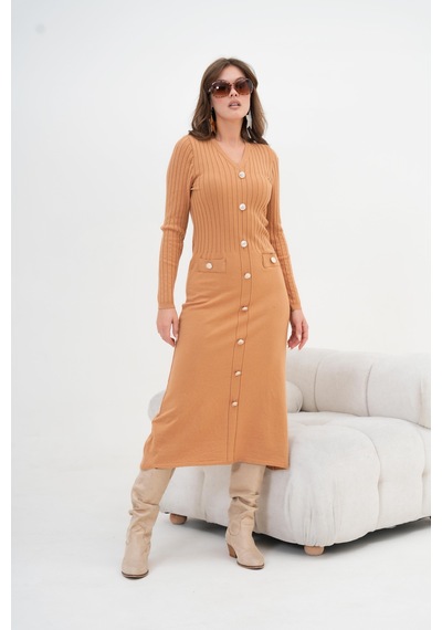 Ftz Women Kadın Fitilli Elbise Camel 20847 Camel