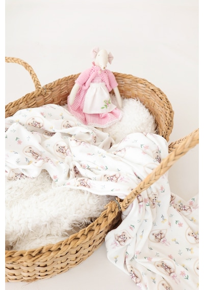 Esti Baby Teddy Bear Serisi %100 Pamuk Çift Taraflı Bebek ve Çocuk Battaniyesi 85x100 CM Pembe