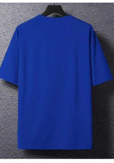 Kozia Outdoors Dikey Baskılı O Yaka Oversize Unisex Basic T-shirt Mavi