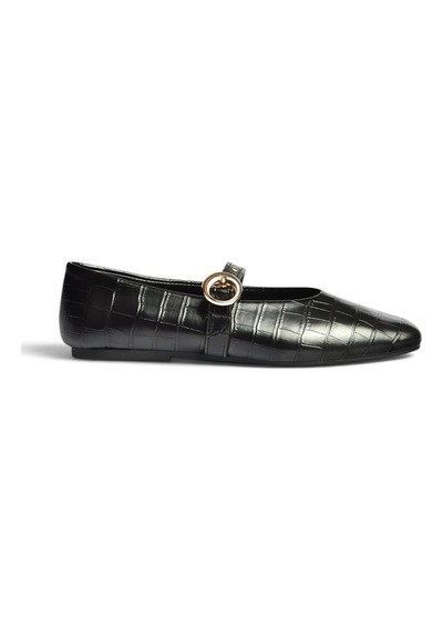 Fox Shoes Z920350011 Siyah Kroko Basklı Kadın Babet