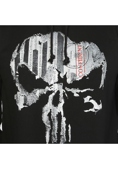 Bant Giyim - The Punisher Siyah Kapşonlu Erkek Sweatshirt Siyah