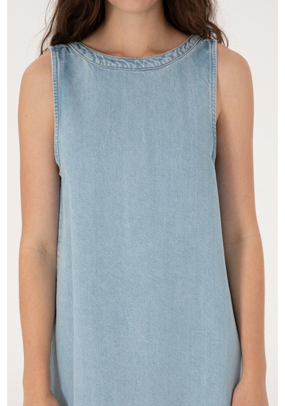 U.S. Polo Assn. Kadın Açık Mavi Mini Boy Jean Elbise 50304312-DN0021