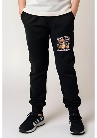 Fyk Kids Kız Çocuk Yuvarlak Yaka Baskılı Bearly Chillin Alt-üst Pijama Takımı KREM Krem