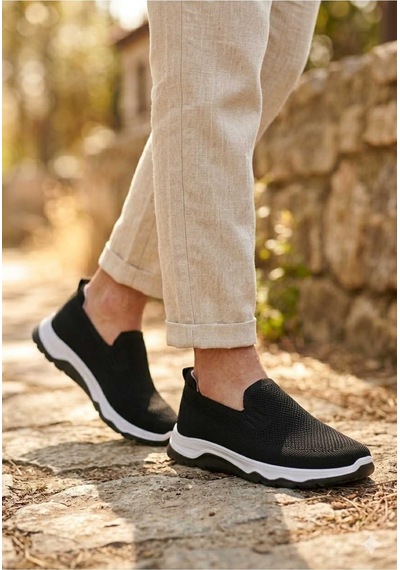Mcdark Erkek Siyah Beyaz Triko Aqua Yazlık Sneaker Ayakkabı