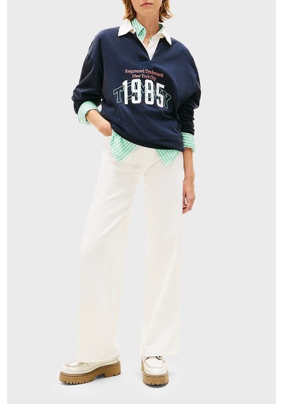 Tommy Jeans Pamuklu Wide Leg Fit Yüksek Bel Jeans Kot Pantolon Dw0dw22648 1d0-15665 Beyaz