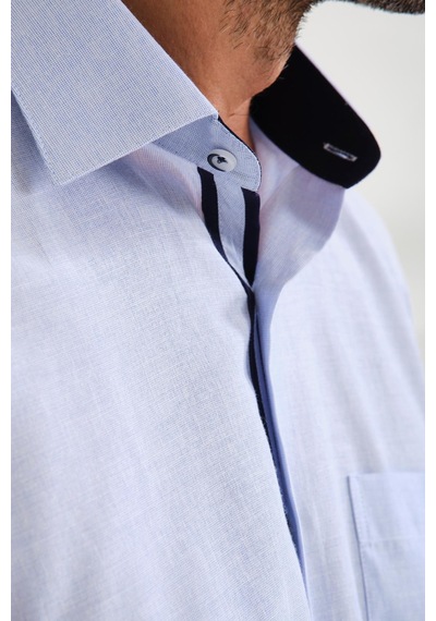 Klasik Kısa Kol Keten Cotton Garneli Hediye Kutulu Erkek Gömlek Fs-000748 - Açık Lacivert-1679