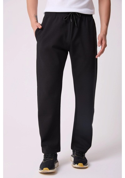 Defys Erkek Beli Lastikli Düz Paça Cepli Regular Fit Pantolon Siyah - 747388787 Siyah