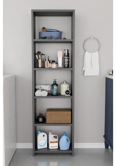 Alpaevmobilya Ahşap 5 Raflı 150 Cm Çok Amaçlı Açık Banyo Dolabı Düzenleyici Raf Ve Çamaşır Odası Dolabı Antrasit Alpaevmobilya Ahşap 5 Raflı 150 Cm Çok Amaçlı Açık Banyo Dolabı Düzenleyici Raf Ve Çamaşır Odası Dolabı Antrasit