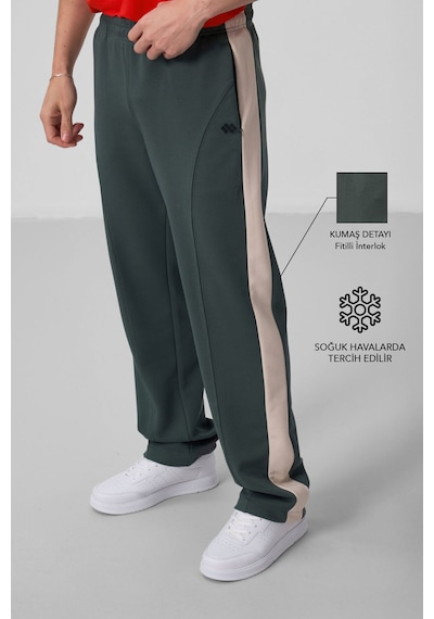 Tommylife Haki Yüzeyi Dokulu Standart Fit Palazzo Erkek Pantolon - 82171 Haki