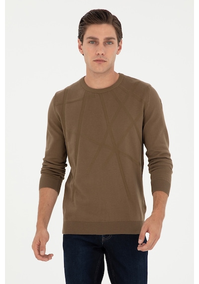 U.S. Polo Assn. Erkek Slim Fit Bisiklet Yaka Haki Kazak 50292869-VR027