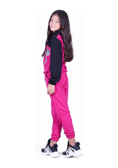 Panios Kids Kız Çocuk Fileli Baskılı Eşofman Takımı Fuşya