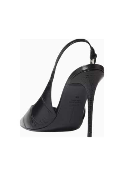 Castle Black Black Suede Studio Branca 100 Siyah Deri Sivri Burun, 100mm Slingback Topuklu Ayakkabı 38