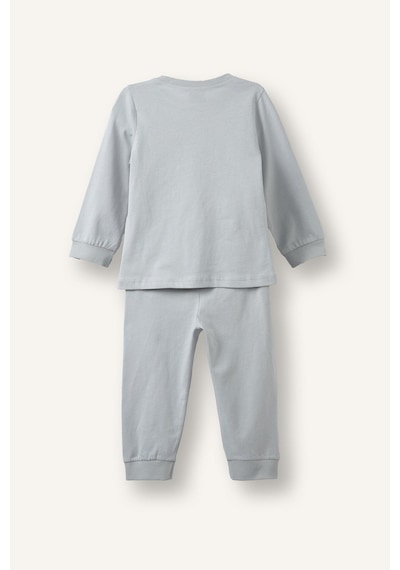Defacto %100 Pamuk Hayvan Desenli Uzun Kollu Üst Lastikli Paça 4lü Pijama Takımı Erkek Bebek I1440a526augr91 Gri-gr91