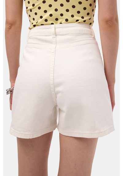 Itsbasic Kadın Kırık Beyaz 7s6-101 Midi Mom Fit Elastan Kumaş Denim Şort