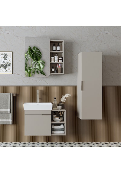 Likya Kapaklı Ve Açık Raflı Mdflam Lavabolu 72 Cm Banyo Dolabı Likya Kapaklı Ve Açık Raflı Mdflam Lavabolu 72 Cm Banyo Dolabı
